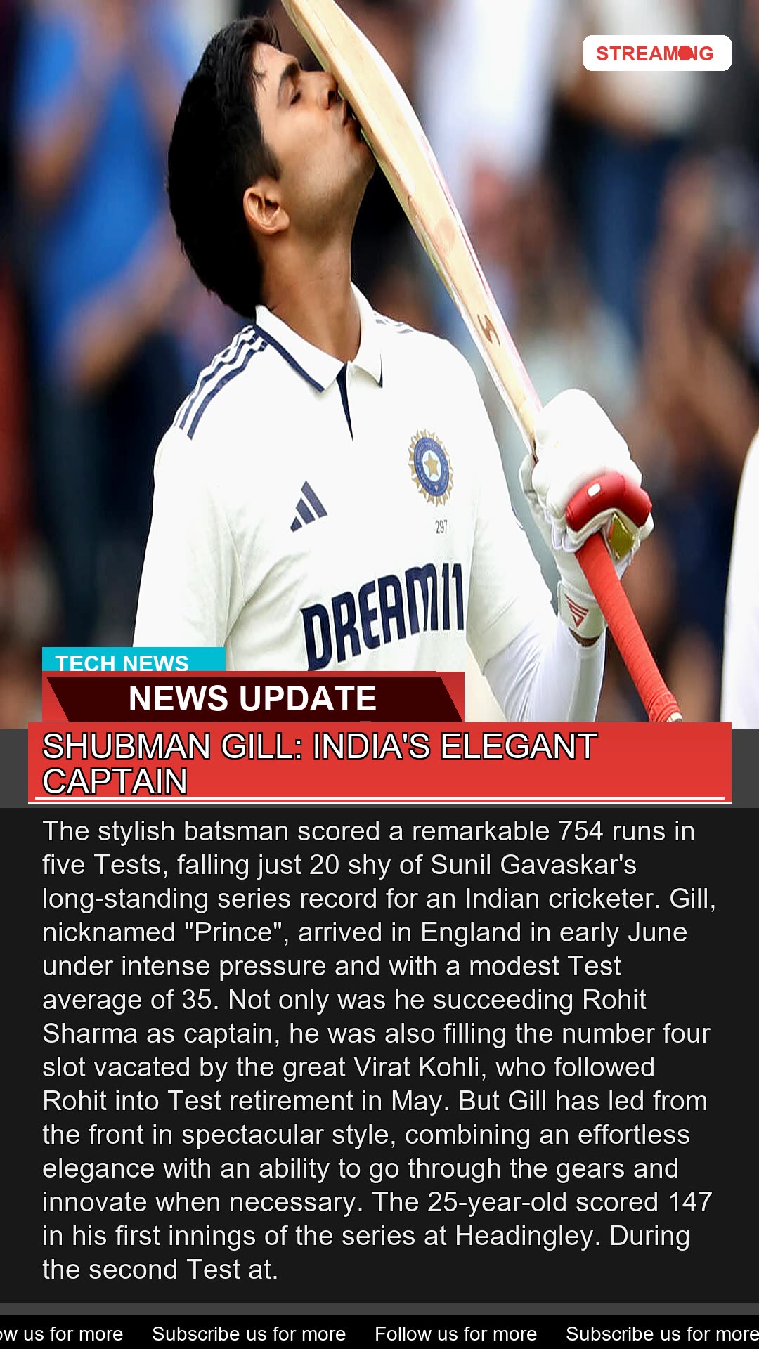 Shubman Gill Indias Elegant Captain