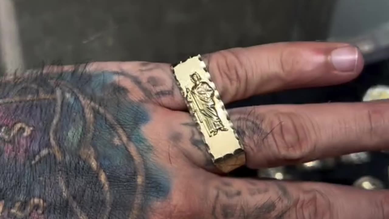 Real 10K Gold San Judas Tadeo 2 Finger Nugget Ring