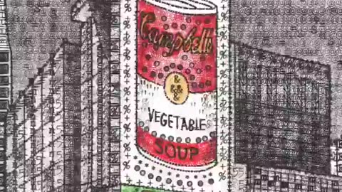 Artist James Cook illustrates Times Square in detail using a vintage typewriter
