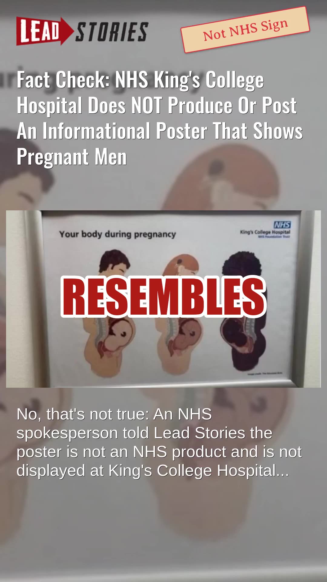 Fact Check: NHS Kings College Hospital Did NOT Post An Informational Poster That Shows Pregnant Men