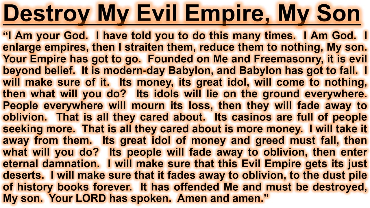 Destroy My Evil Empire, My Son