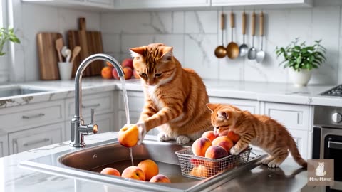 Mama Cat Trims Fur on the Farm and Makes Tiger Hat For Kittens At Home🐾🎩🐯_8