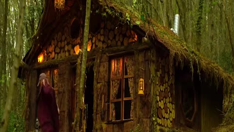 Building a forest fairy tale shelter forest house construction