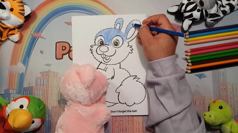Happy Coloring 🎨 Funny blue Bunny🐰