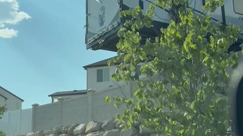 Fake Skeleton Hangs From Trailor Door