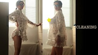 ❤️ Transparent sorting clothes with cute Tina in a dress