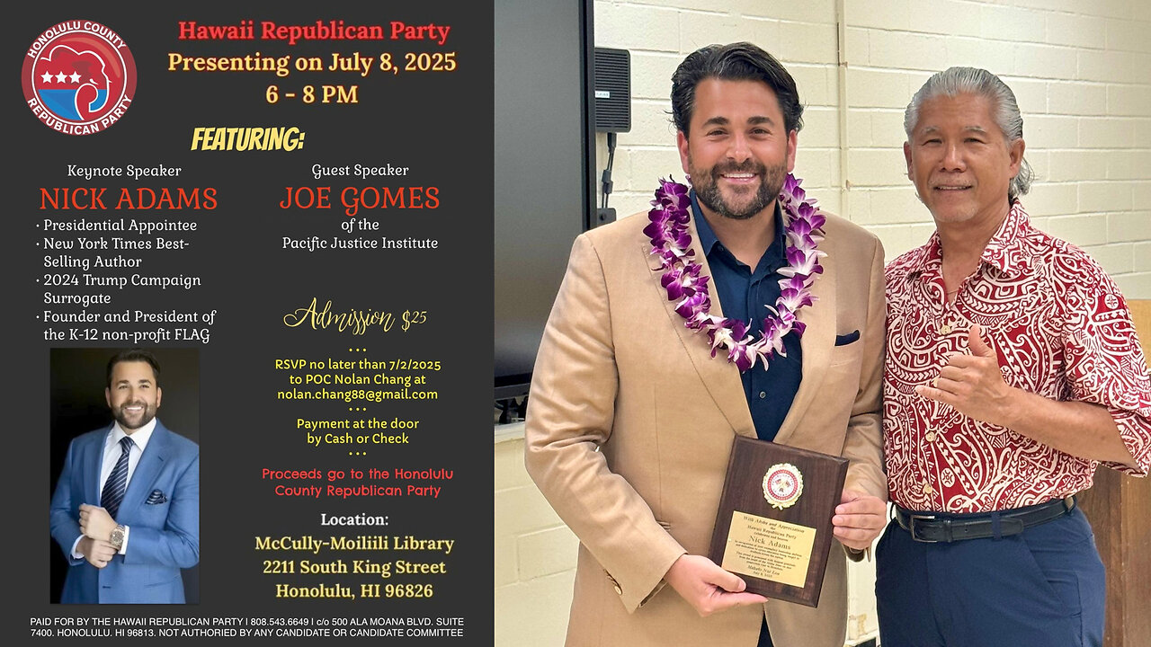 Nick Adams: A Call to Preserve America's Greatness | Honolulu, HI | 7/8/2025