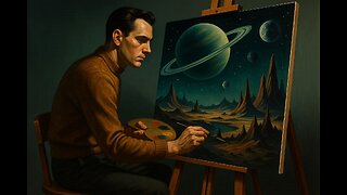 Retro Cosmic Wave Music and Live Painting of an Alien World