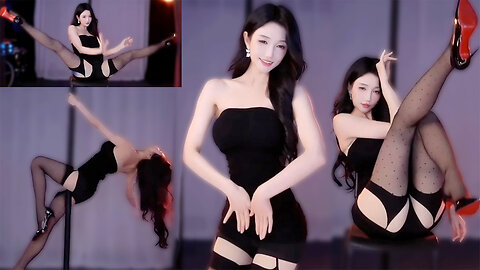 Sexy pole dancer in tight shorts and heels, spinning with long legs and bold, high-energy moves