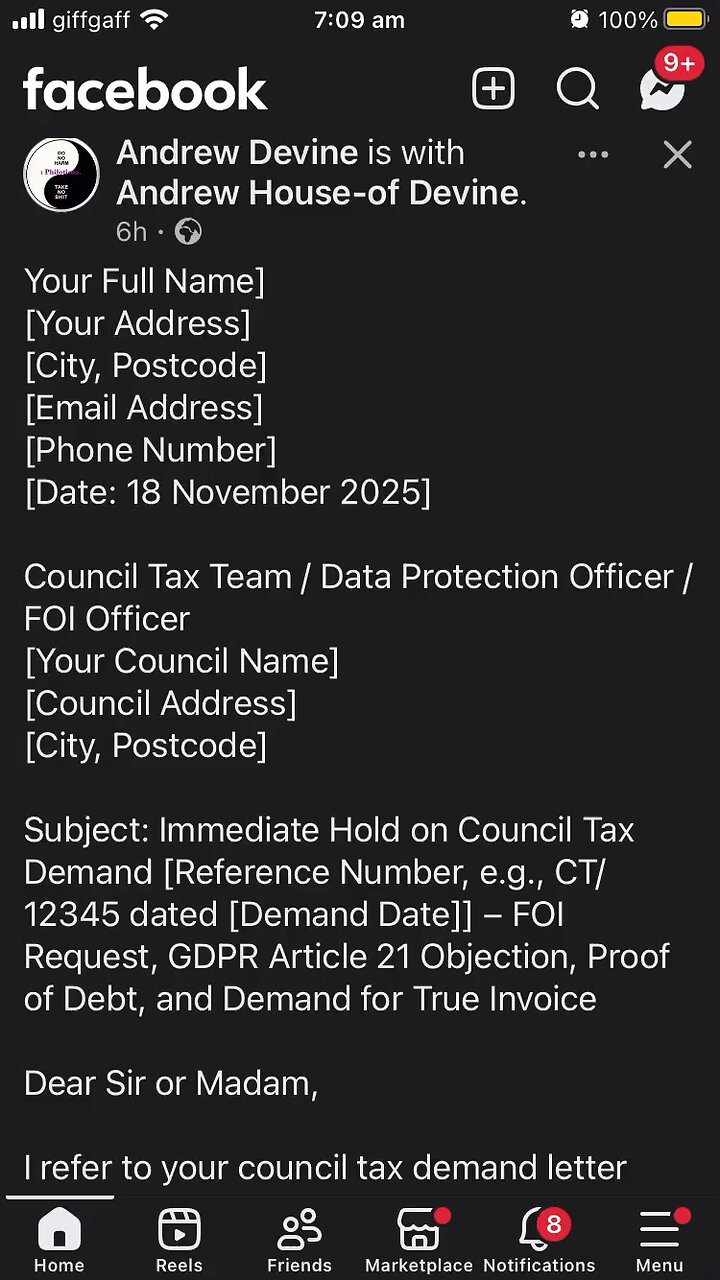 Andrew Devine : council tax