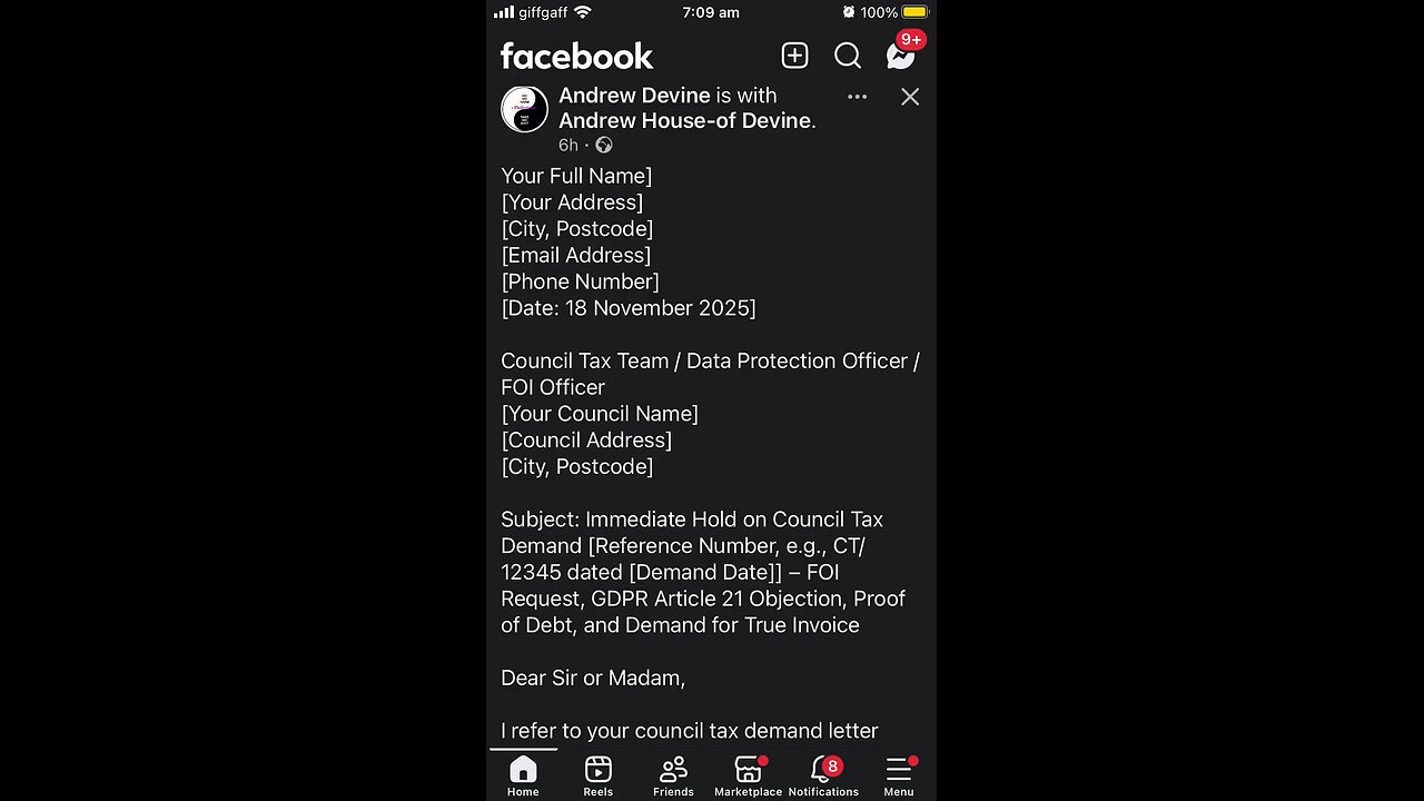 Andrew Devine : council tax