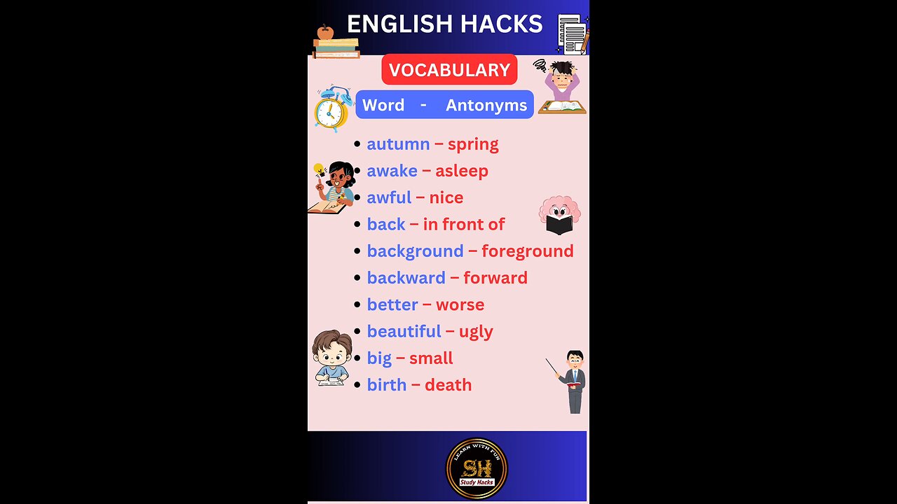 Most important daily use vocabulary with Antonyms 03 #studyhacks123 #vocabulary #english #shorts
