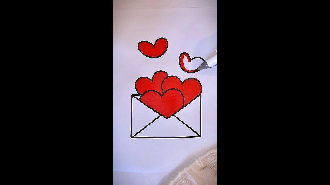 A letter sketching and colouring