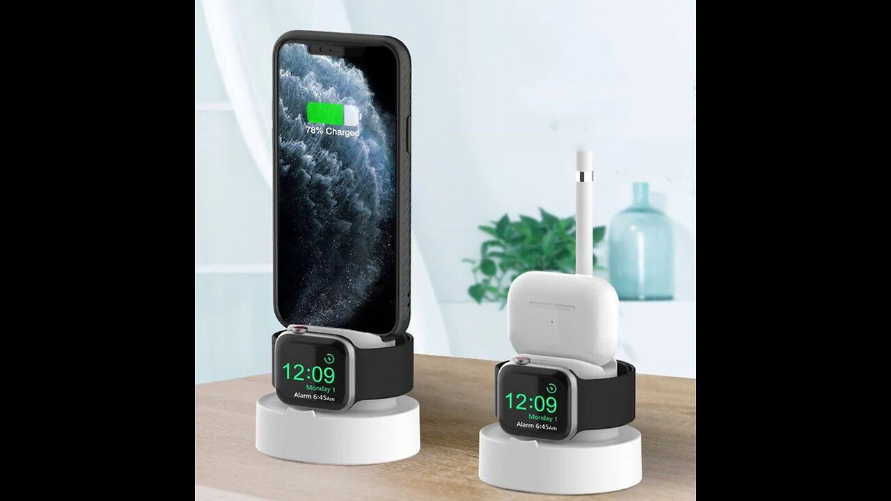 4-in-1 Charging Station with Cable Organizer, for iPhone, iWatch, Airpods & Apple Pencil