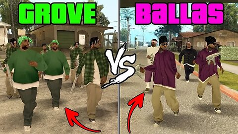 GTA San Andreas - Grove Street vs Ballas Gang & Killing CJ, Sweet and Ryder! (Gang War)