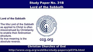 Study Paper – Lord of the Sabbath. No. 31B