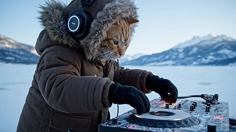 DJ Cat 🎧🐱 Dropping Cold Beats in the Snow ❄️⛰️🔥