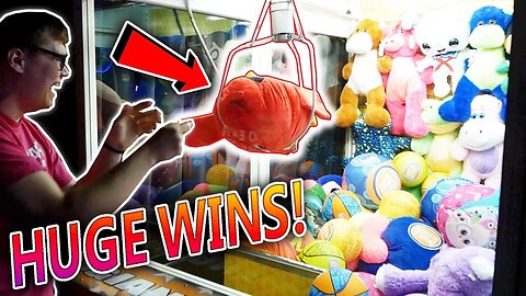 GIANT CLAW MACHINE WINS AT DAVE AND BUSTER'S!