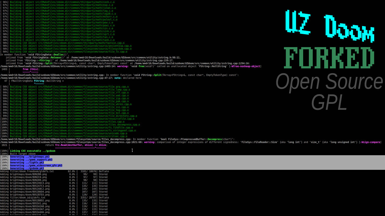 compiling UZDoom v4.15.pre source port fork on GNU/Linux