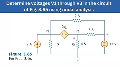 Prob 3.16 | Determine voltages V1 through V3 in the circuit of Fig. 3.65 | FEC 4th Edition