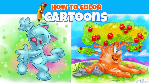 How to Color a Cartoon Tree and Cat on the Computer