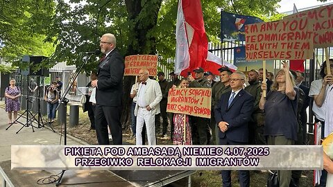 Pikieta pod Ambasadą Niemiec przeciw relokacji imigrantów - Konfederacja Korony Polskiej