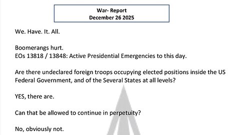 WAR REPORT - DEC 26 2025 - WE HAVE IT ALL - BOOMERANGS HURT