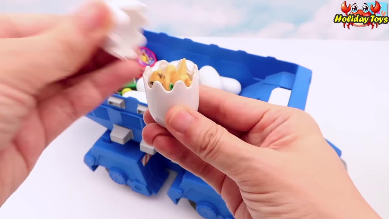 Ten Eggs Hatch and Release Animals and Vehicles