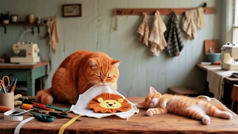 Mama Cat Gives the Lion a Makeover & Crafts a Hat for Her Kitten! 🦁✨ Cutest DIY Moment!"