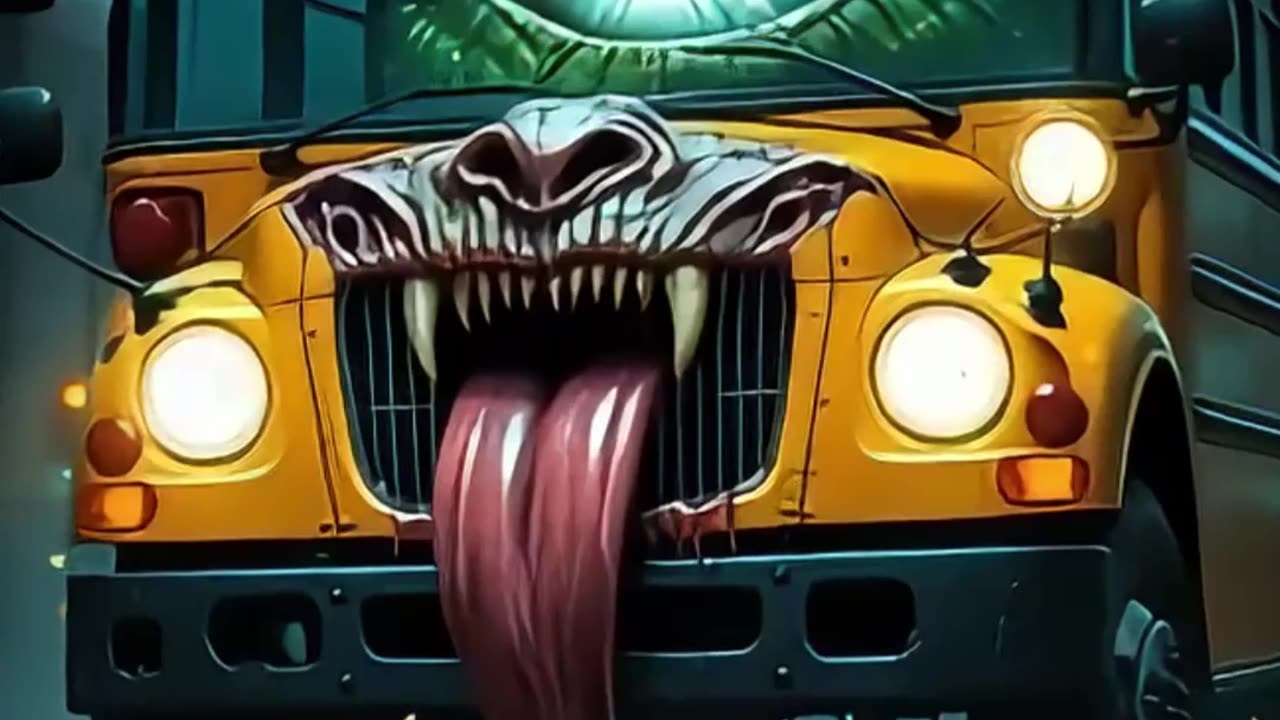 😱🐱 The kitten faces a terrifying mutated school bus monster! 🚍🔥#cuteanimals #animalrescue #cats