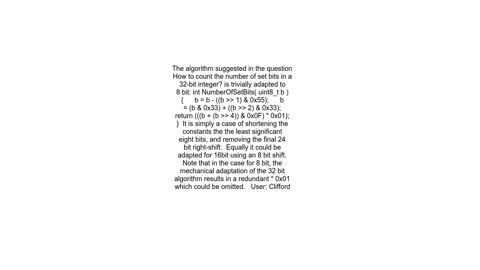How to check the number of set bits in an 8-bit unsigned char