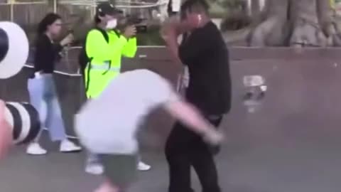THE RIOT ACT: Anti-ICE Rioter Tackled by Patriot After Throwing Water Bottle at Law Enforcement