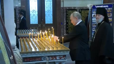 President Putin spotted praying at the Russian Navy's Cathedral in St. Petersburg
