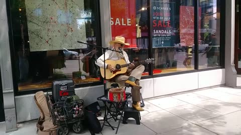 Elisha playing downtown Bozeman