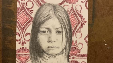 Timelapse drawing of a Native American girls portrait