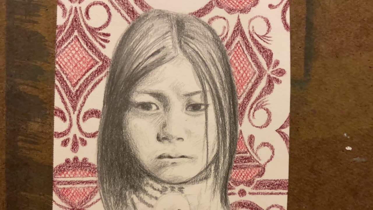 Timelapse drawing of a Native American girls portrait