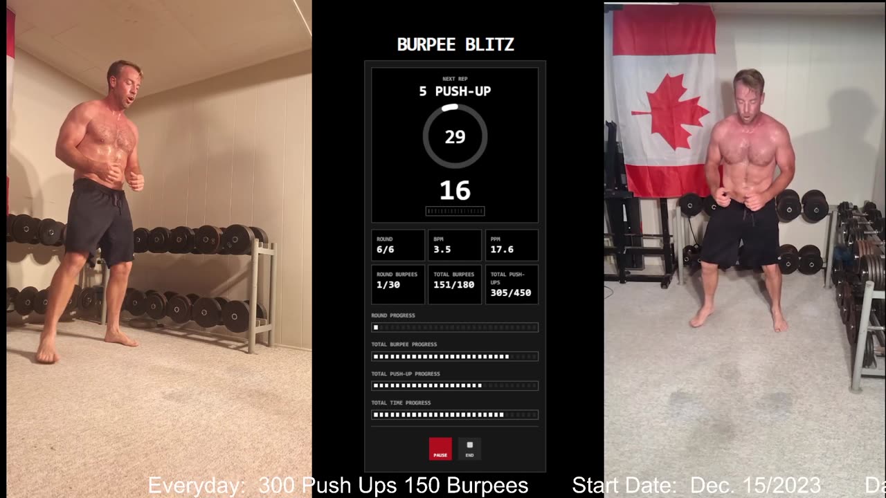 Everyday 300 push ups and 150 Burpees!