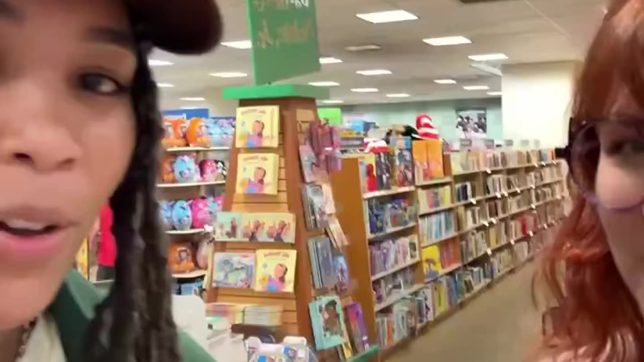 Two lesbian individuals express shock at finding gay-themed books in the children's section at B&N