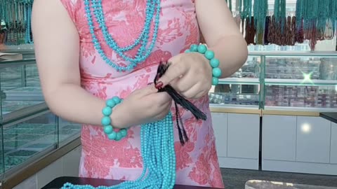 250610-9 Turquoise Bead Strand: Dynamic Geological Almanac Around the Neck