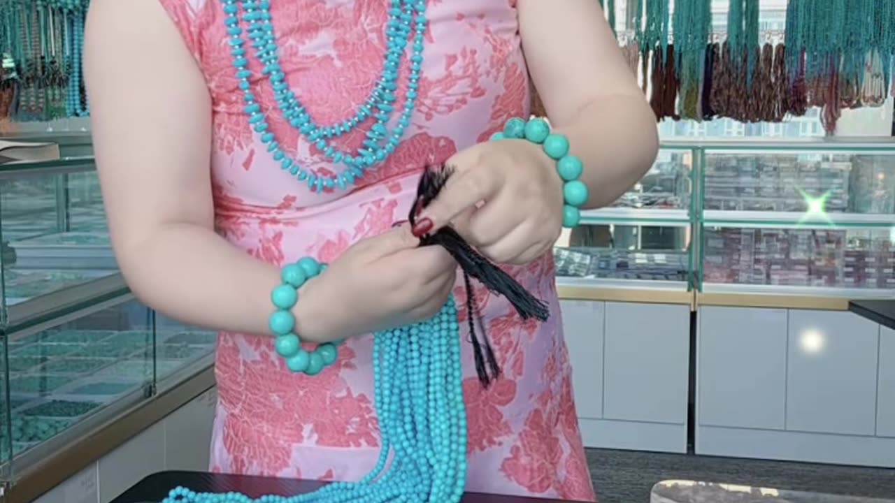 250610-9 Turquoise Bead Strand: Dynamic Geological Almanac Around the Neck