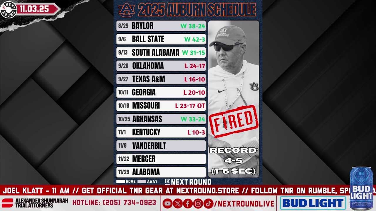 Auburn FIRES Hugh Freeze, Alabama - LSU Week, CFB Playoff Rankings Prediction | TNR 11/3/25