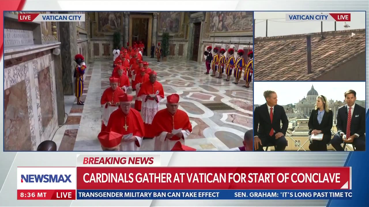 The Papal Conclave begins as the Cardinals arrive in the Sistine Chapel
