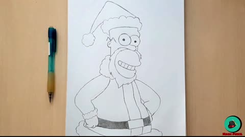how to draw Homer simpson cartoon by easy steps ｜ drawing Homer simpson in christmas