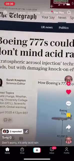 daily telegraph admits the boing 777 is dropping chemical agents