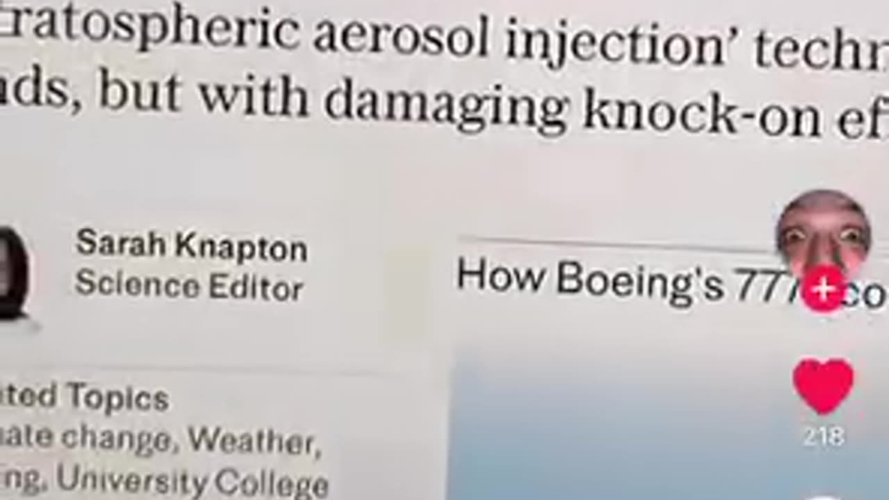 daily telegraph admits the boing 777 is dropping chemical agents