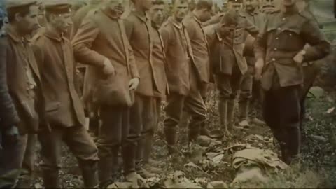 German prisoners marched by British troops after the Battle of Ancre 1916