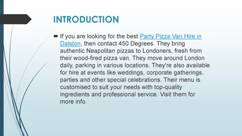 Best Party Pizza Van Hire in Dalston