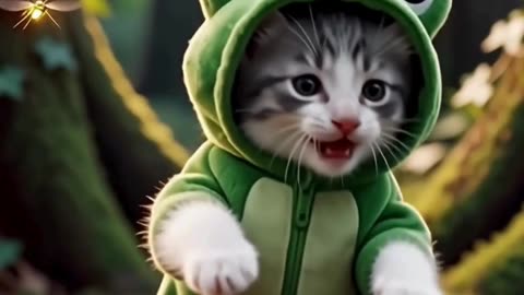 🐸 Frog Costume Cat Dance 💃 #Shorts