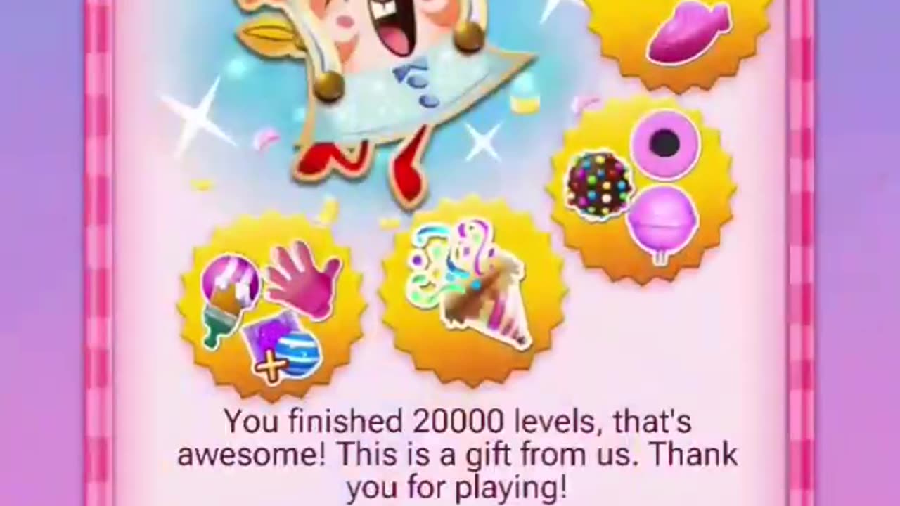 Level 20000 completed in Candy crush saga