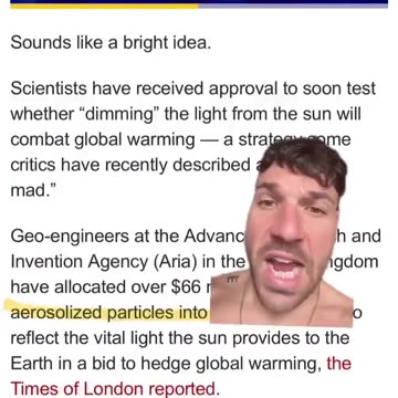 “$66m experiment to dim the sun to combat Global Warming”